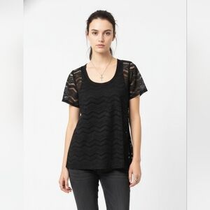 Torrid Tee Black Lace Sheer Mesh Goth Whimsygoth 1X